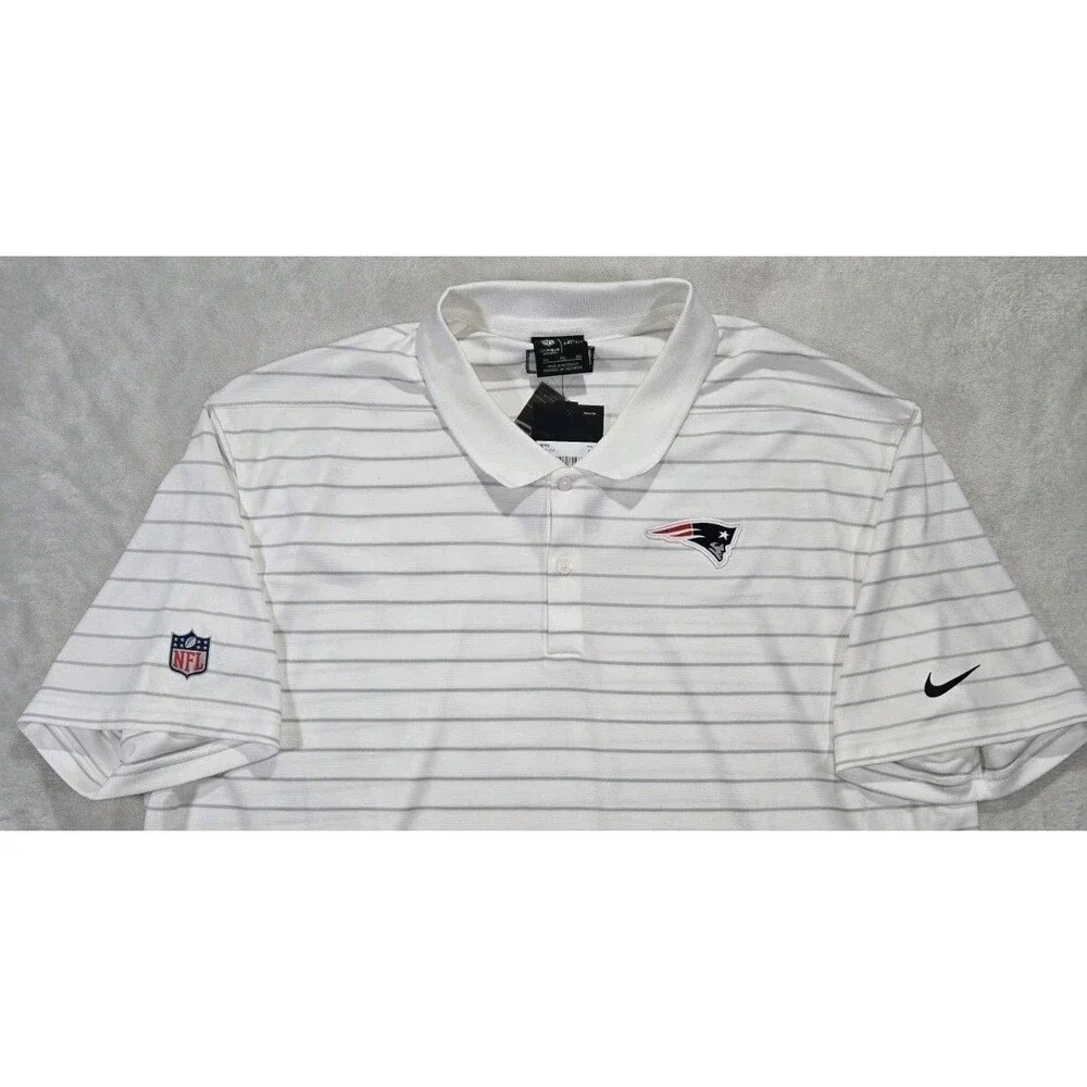 Mens Nike DriFit On Field Apparel New England Patriots Striped Polo Shirt 2XL